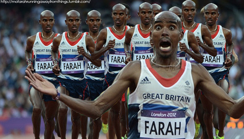 Mo Farah Running From The Explosion In Sherlock Holmes 2 
