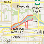 YMCA to C-Train Bridge to Princes Island Bridge route map