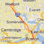 Suffolk via Mystic Ave route map