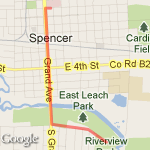 Spencer 5K walk/run route map