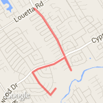 Home to Louetta route map