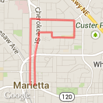 Marietta Mardi Gras 5K Run route map