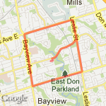 Cummer, Leslie, Finch, Bayview, Steeles route map