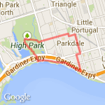 4 mi Awesome High Park Lakeshore Dowling Route route map