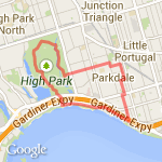 5 mi High Park Tour plus Lakeshore route map