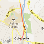 Perk trail to Shwenksville (stop at road crossing) route map