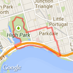 6 mi High Park Tour plus Lakeshore route map