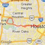 Memorial park loop to downtown @ Hobby Center bridge route map
