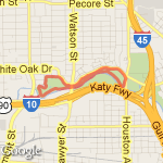 Studewood/White Oak Parks route map