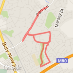 Up to Kids, Alan Q, past home, park, down Thatch, Stanway Rd route map