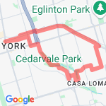 Belt Line to Dufferin to Cedarvale Ravine route map