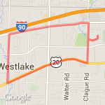 Detroit-Dover Center-Center Ridge route map