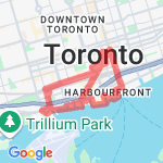 West-over tracks-south to Queens Quay route map