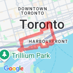West-over tracks-south to Queens Quay route map