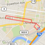 University City Train Station route map