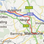 Maidstone-Aylesford along river route map