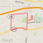 Detroit-Columbia-Center Ridge route map