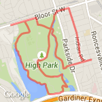 high park loop on trails + a little street route map