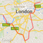 Bethnal Green-Hammersmith route map