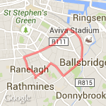 Elmpark- Aviva - Herbert Park  route map