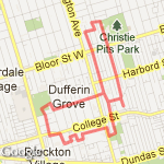dufferin grove and christie pits route map