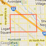 5 miles - diversey/damen/armitage route map