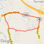 Hazelwood-Trent-TinyTown-Needmore route map