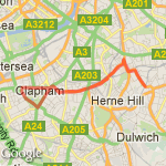 Nine miler Clapham Common route map