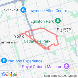 Belt Line to Dufferin to Cedarvale Ravine - 11.00 Km route in Toronto