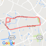 6 miles or 9.6 kilometers. route map