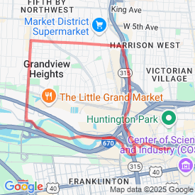 Run My Route - Running Map Downtown through Grandview Loop 6.23mi
