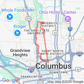 Run My Route - Running Map Garage to Campus through Vic Village, 6.15mi