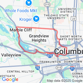 Run My Route - Running Map Downtown through Grandview Long 9m