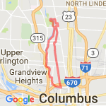 Vine to North of campus and back through campus route map