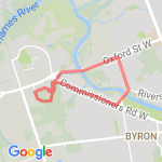 commissioners to library to sanitorium road to oxford to paths to warbler woods route map