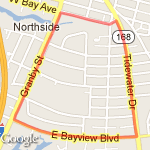 Granby Bayview Tidewater Run route map
