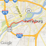 Downtown Perrysburg to Side Cut route map