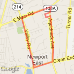 3 Mile Loop; up Aquidneck Ave route map