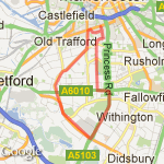 Hulme/Chorlton/Whalley Range 12K route map