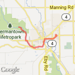 Germantown-Hillcrest to Dam route map