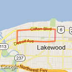 Detroit, West Clifton, Clifton route map