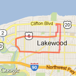 Marlowe, Manor Park, Madison, Rocky River Drive, West Clifton, Detroit, Ramona, Marlowe route map