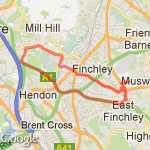 EAST FINCHLEY - 'LEFTLEFTLEFT' & BACK route map