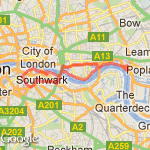 southwark to canary wharf route map