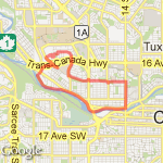 University of Calgary to 14th to River Loop route map