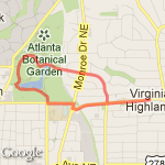 Piedmont park to park ave/Inman ms route map
