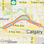 Eau Claire YMCA to Edmonton Trail bridge to 14 Street Loop route map