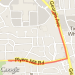 Oakland Terrace to Bally's route map