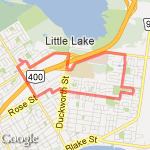 9.5km - NE Barrie route map