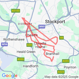didsbury cheadle bramhall  and back  - 22.53 Km route in Manchester